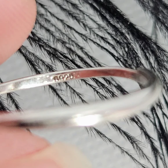 925 Sterling Silver Natural Blue Purplish Tanzanite Zirconia Diamonds Ring - Picture 7 of 10